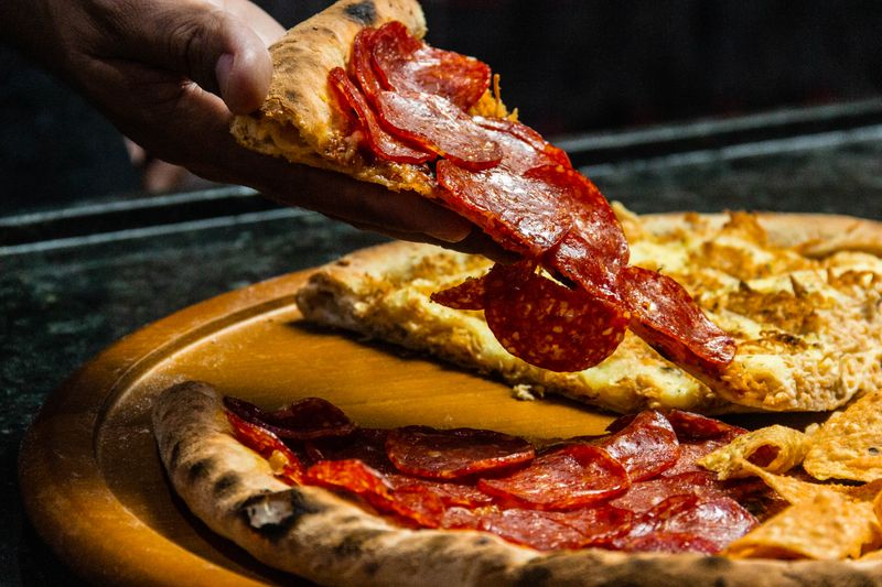Pepperoni pizza with double cheese at Pizza inn